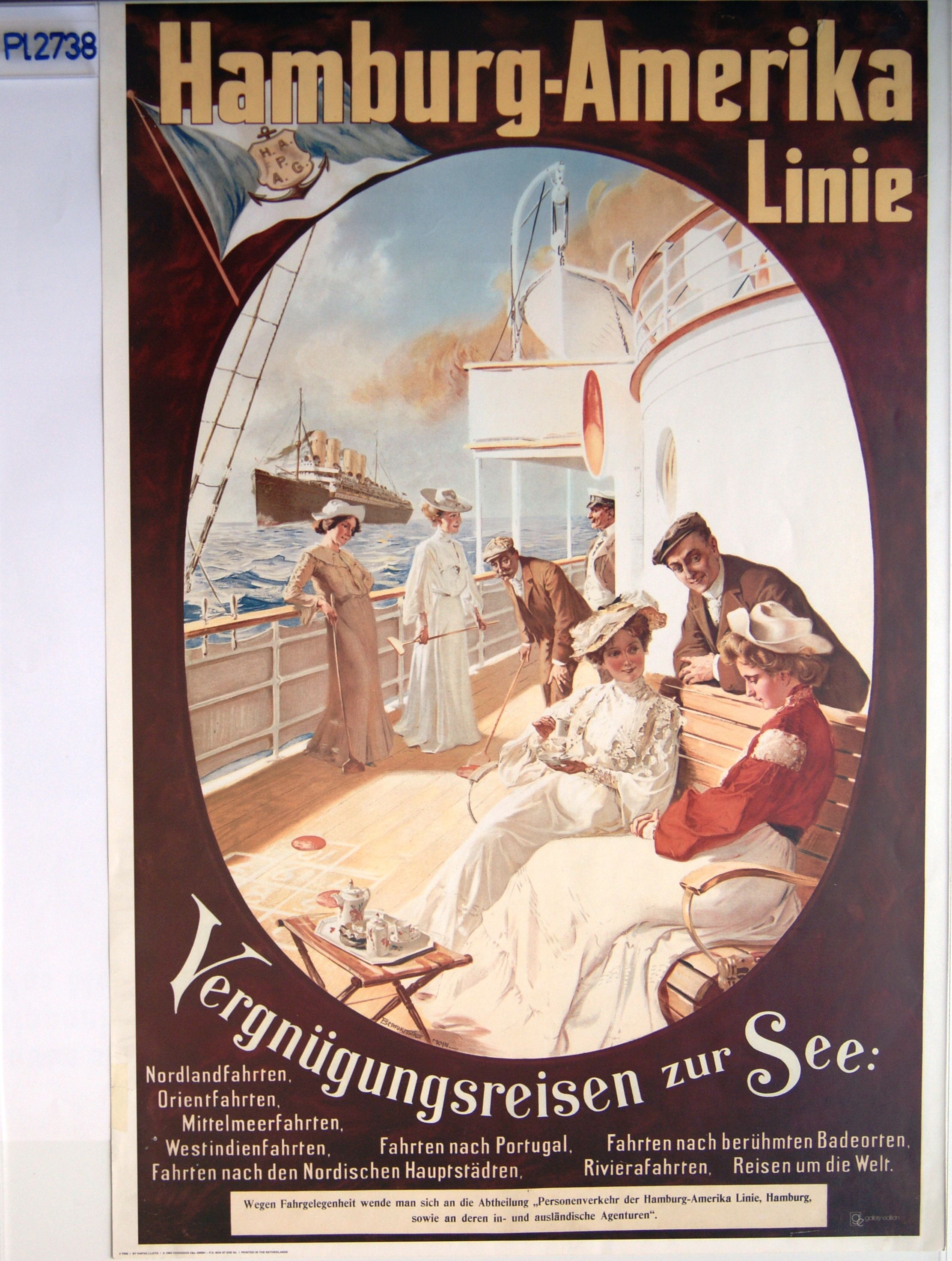 Seite 55 Hamburg-Amerika Linie, Vergnügungsreisen zur See, um 1910. Nachdruck um 1983