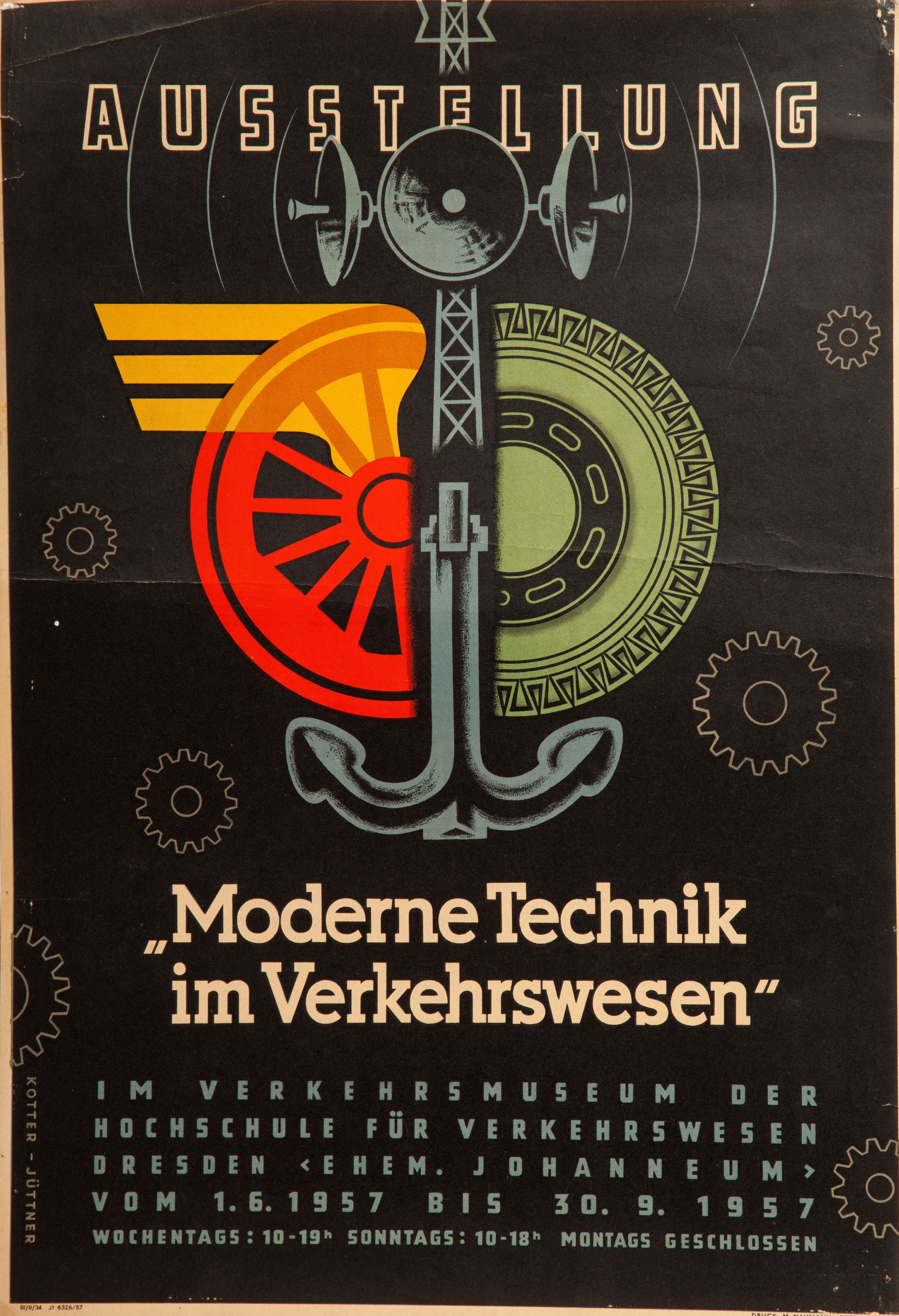 PL 1, Plakat der ersten Sonderausstellung „Moderne Technik“, 1957