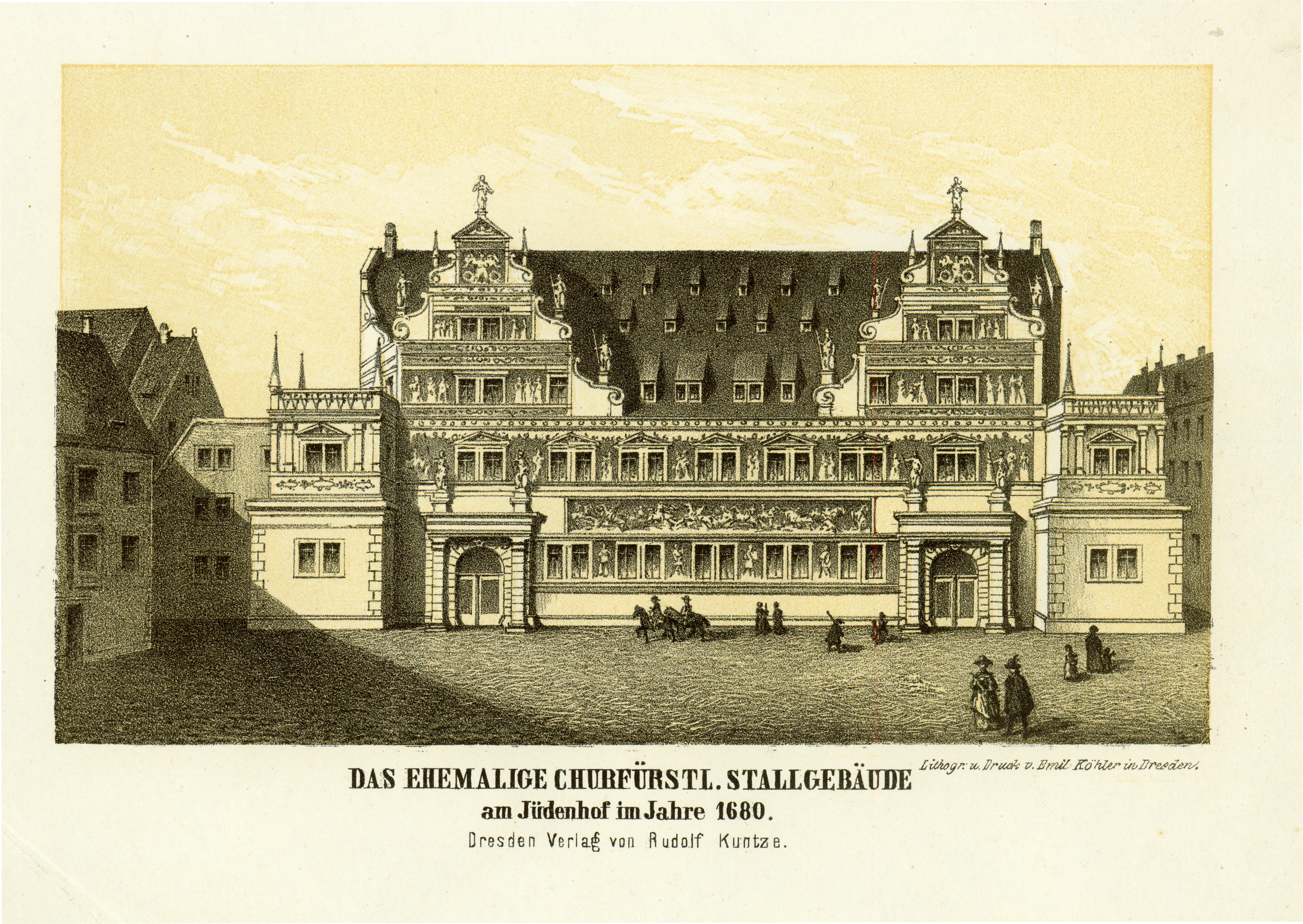 Blick vom Jüdenhof auf Stallgebäude um1680